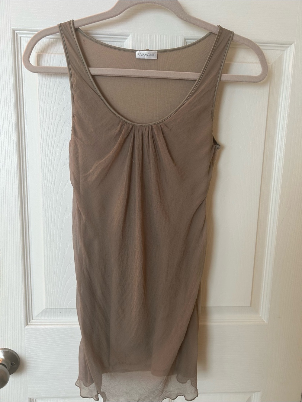 Rivamonti Taupe Layered Chiffon Scoop Tank